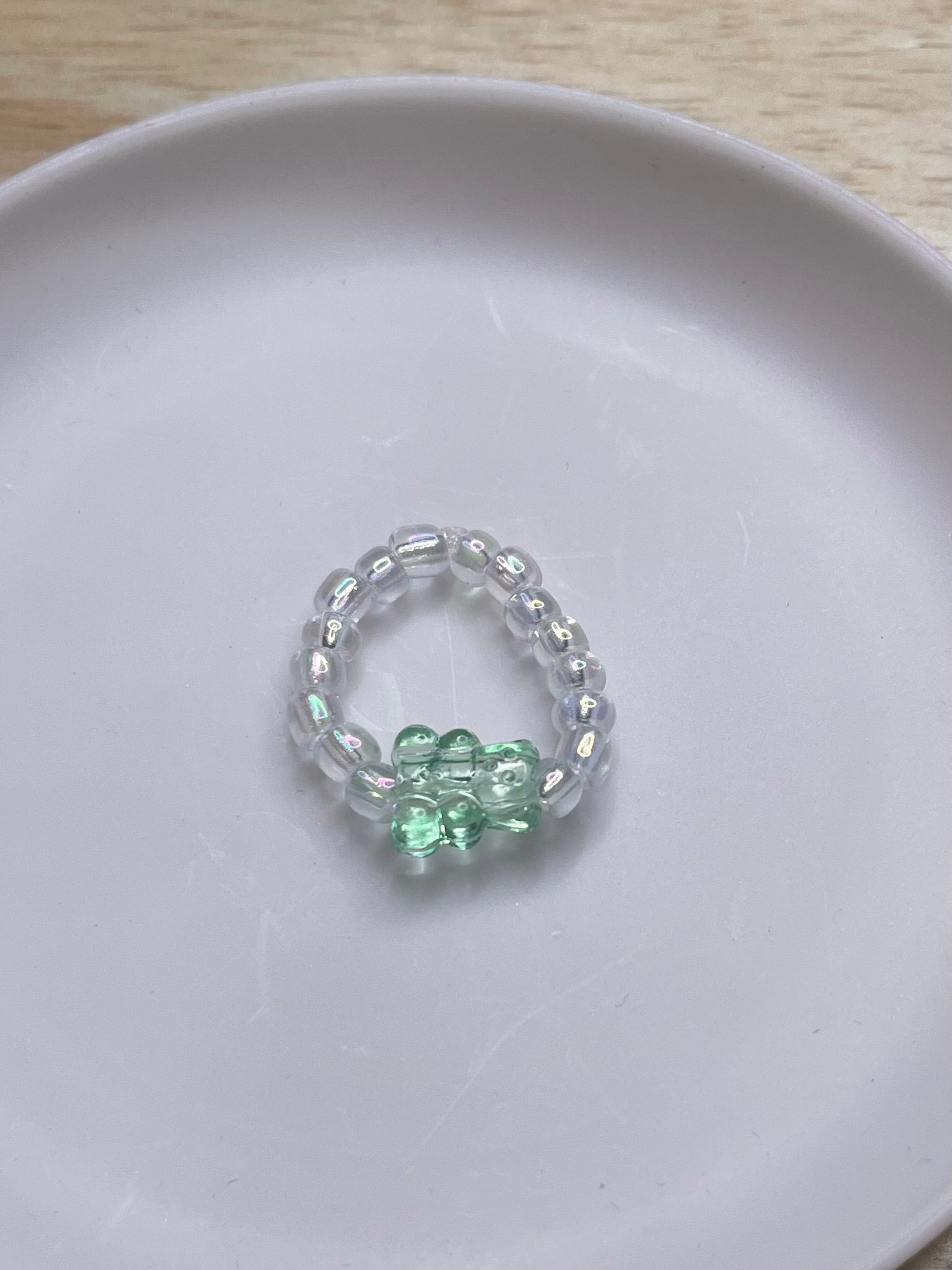 Dainty Beaded Gummy Bear Rings (Sets of 3)