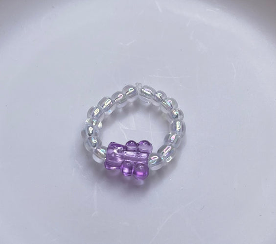 Dainty Beaded Gummy Bear Rings (Sets of 3)