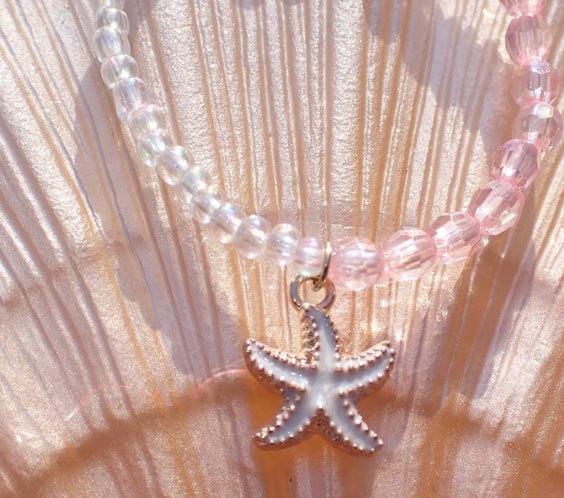 Pink & Clear beaded starfish bracelet