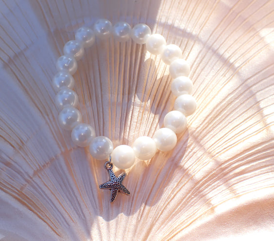 Ocean inspired handmade stretch bracelet