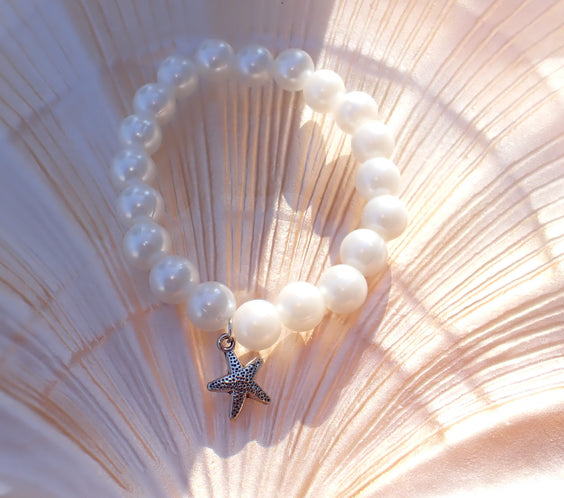 Ocean inspired handmade stretch bracelet