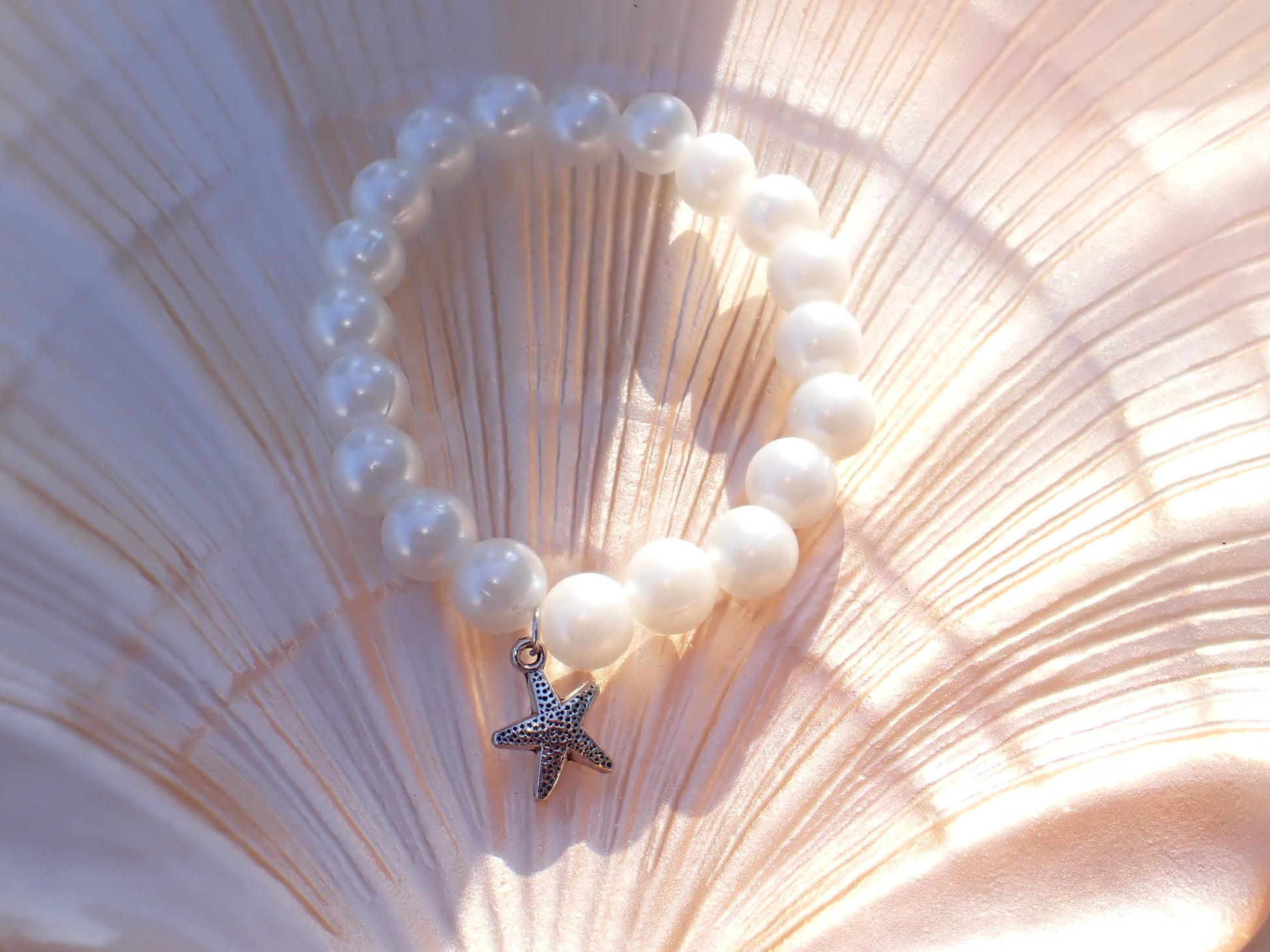 Ocean inspired handmade stretch bracelet
