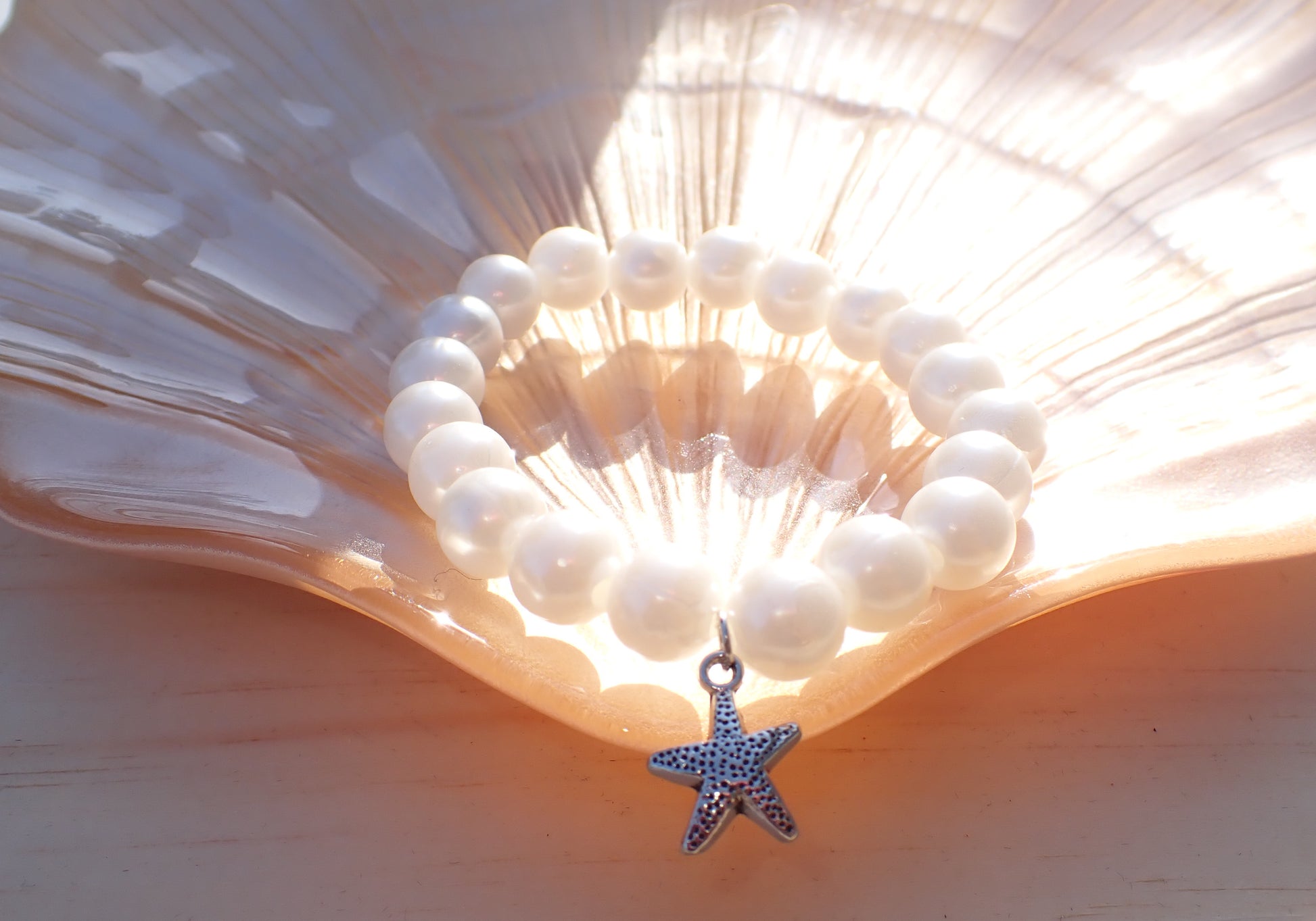 Ocean inspired handmade stretch bracelet