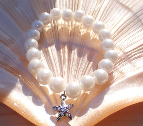 Ocean inspired handmade stretch bracelet
