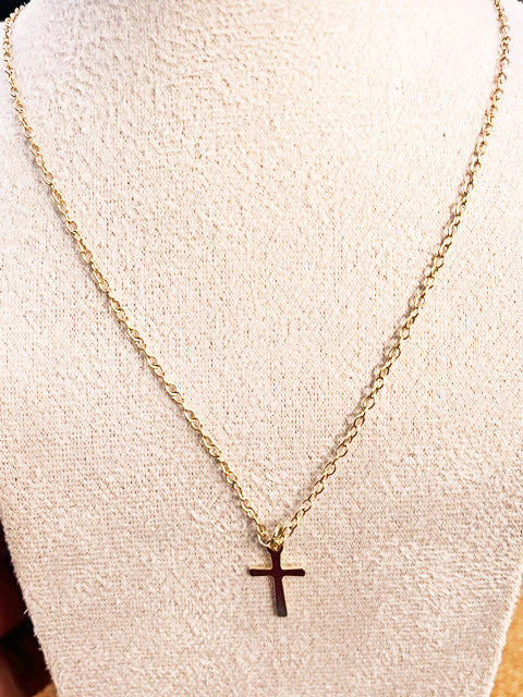 Dainty Gold cross Charm Necklace