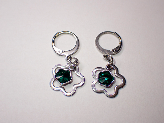 Emerald Green Star Crystal Earrings