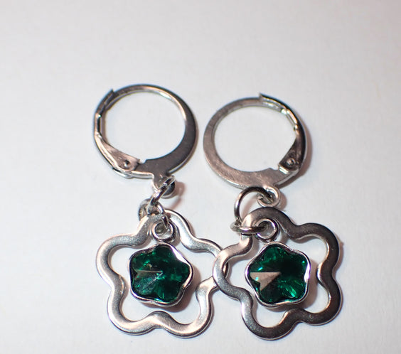 Emerald Green Star Crystal Earrings