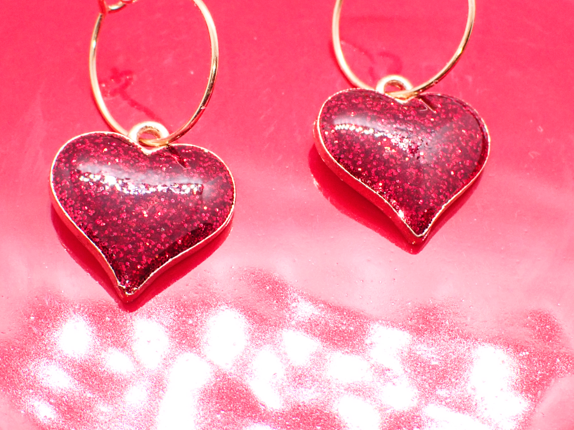 Alloy Glitter Heart Hoop Earrings