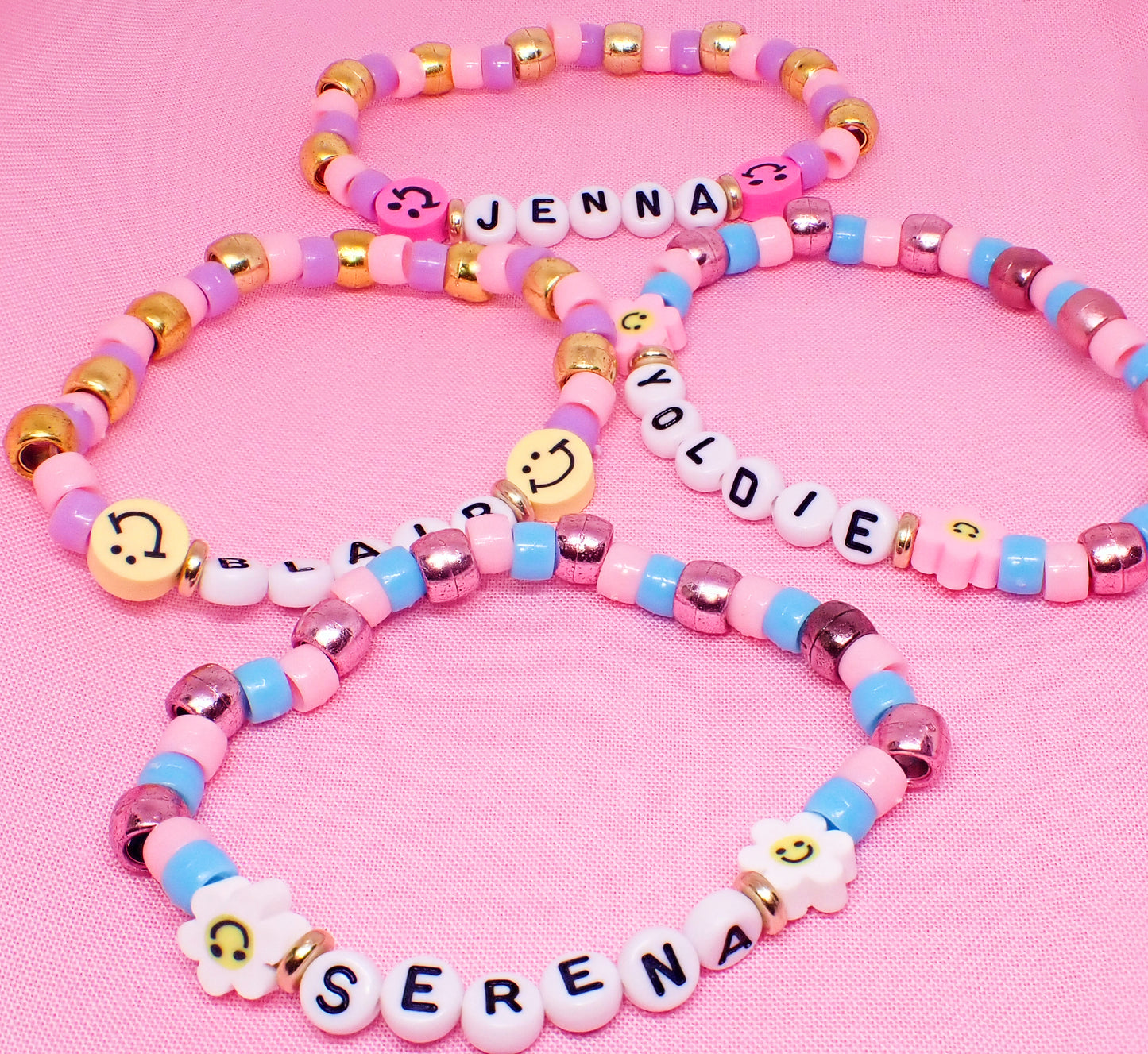 Pastel Y2K Personalized Bead Name Bracelets
