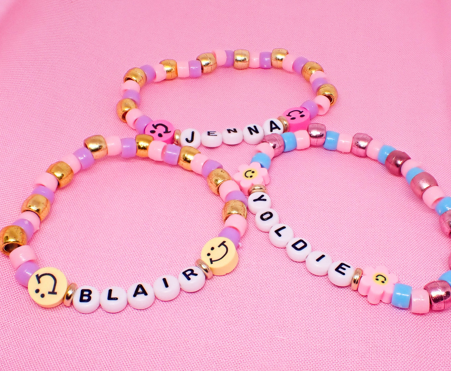Pastel Y2K Personalized Bead Name Bracelets