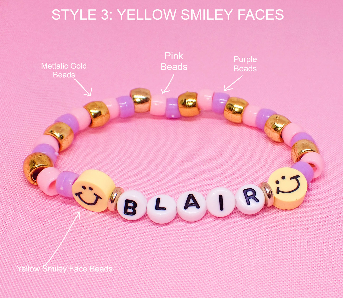 Pastel Y2K Personalized Bead Name Bracelets
