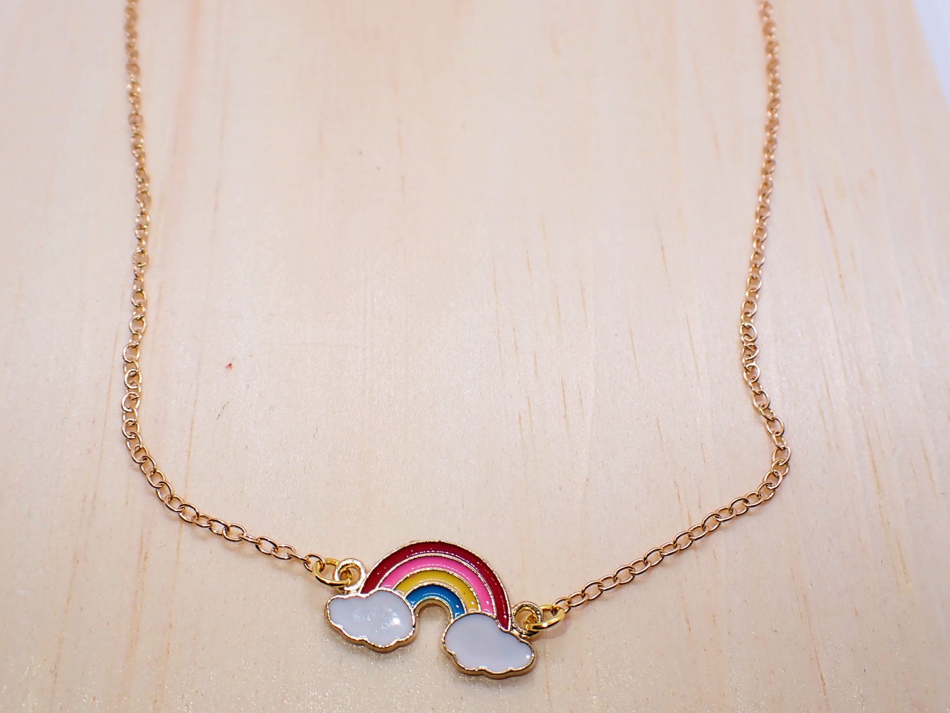 Gold Rainbow Pendant Necklace