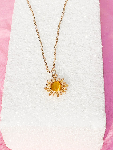 Dainty opal sun necklace