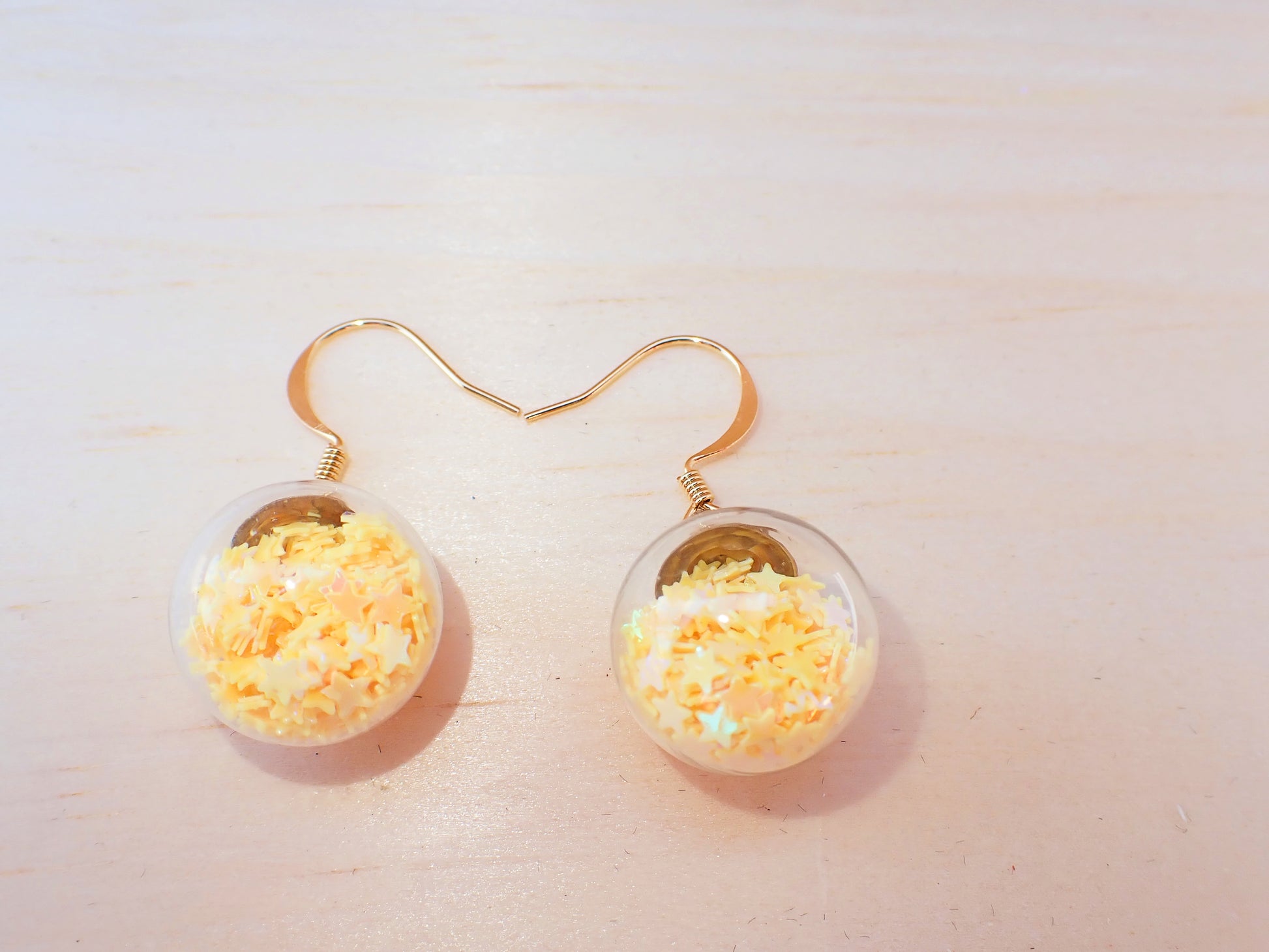 Confetti filled Glass dangle Earrings