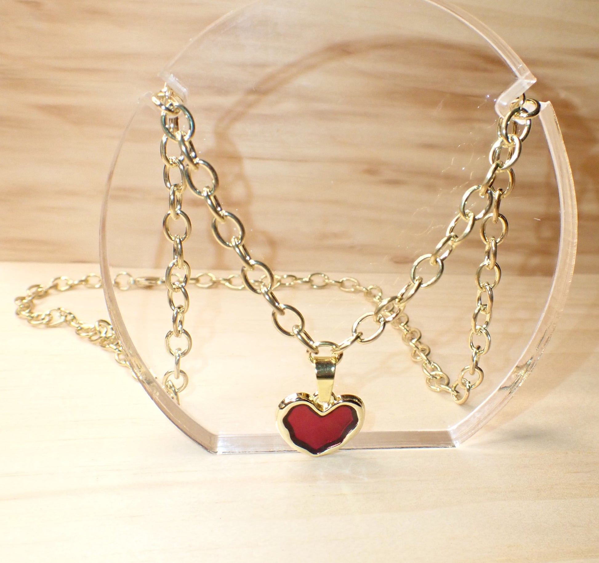 Vintage Chunky Heart Pendant Charm Necklace