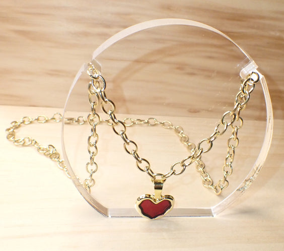 Vintage Chunky Heart Pendant Charm Necklace
