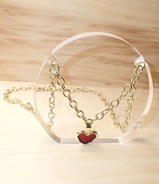 Vintage Chunky Heart Pendant Charm Necklace