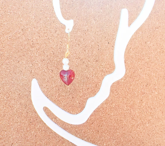 Stained Glass and Beads Heart Earrings