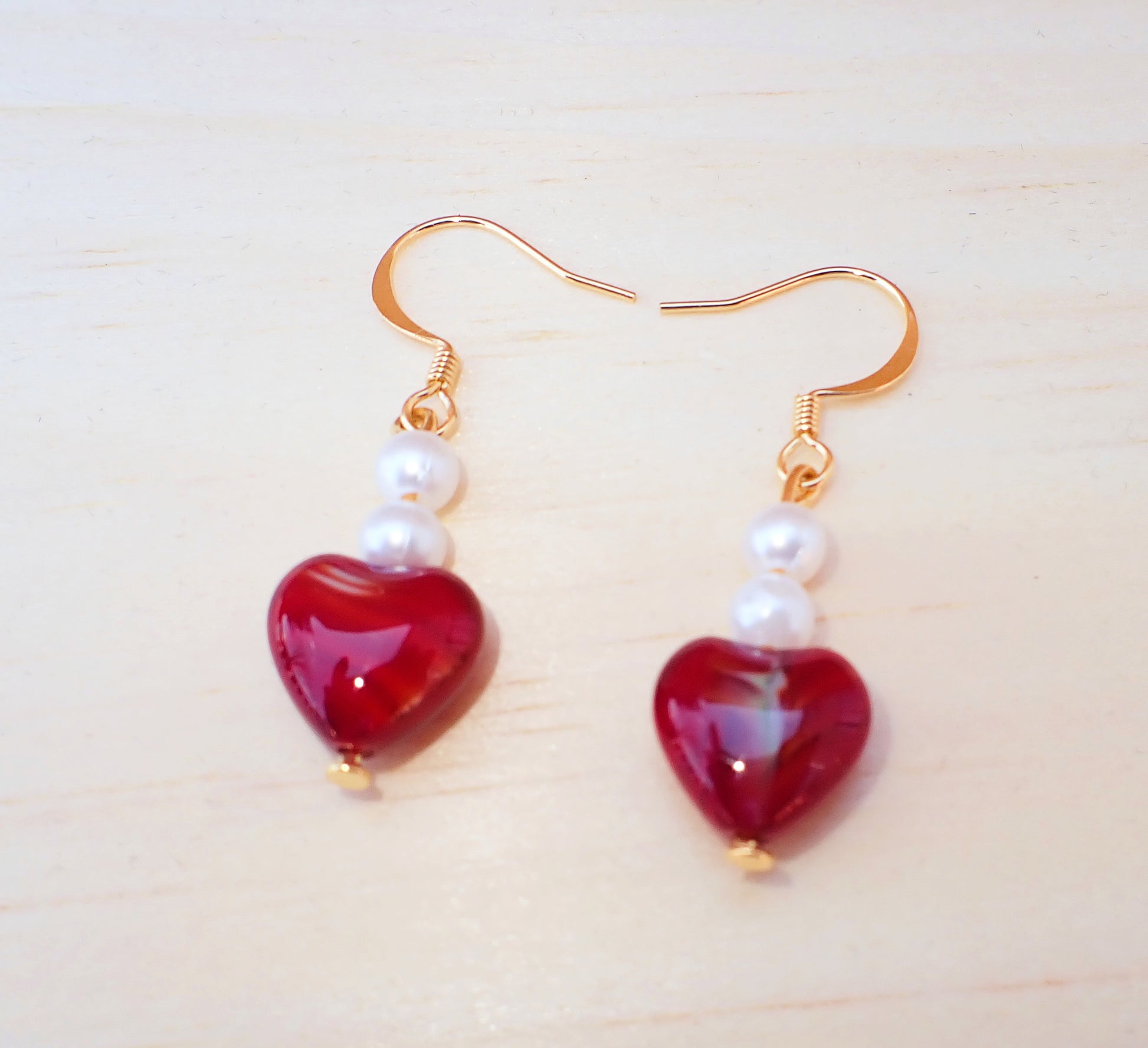 Stained Glass and Beads Heart Earrings