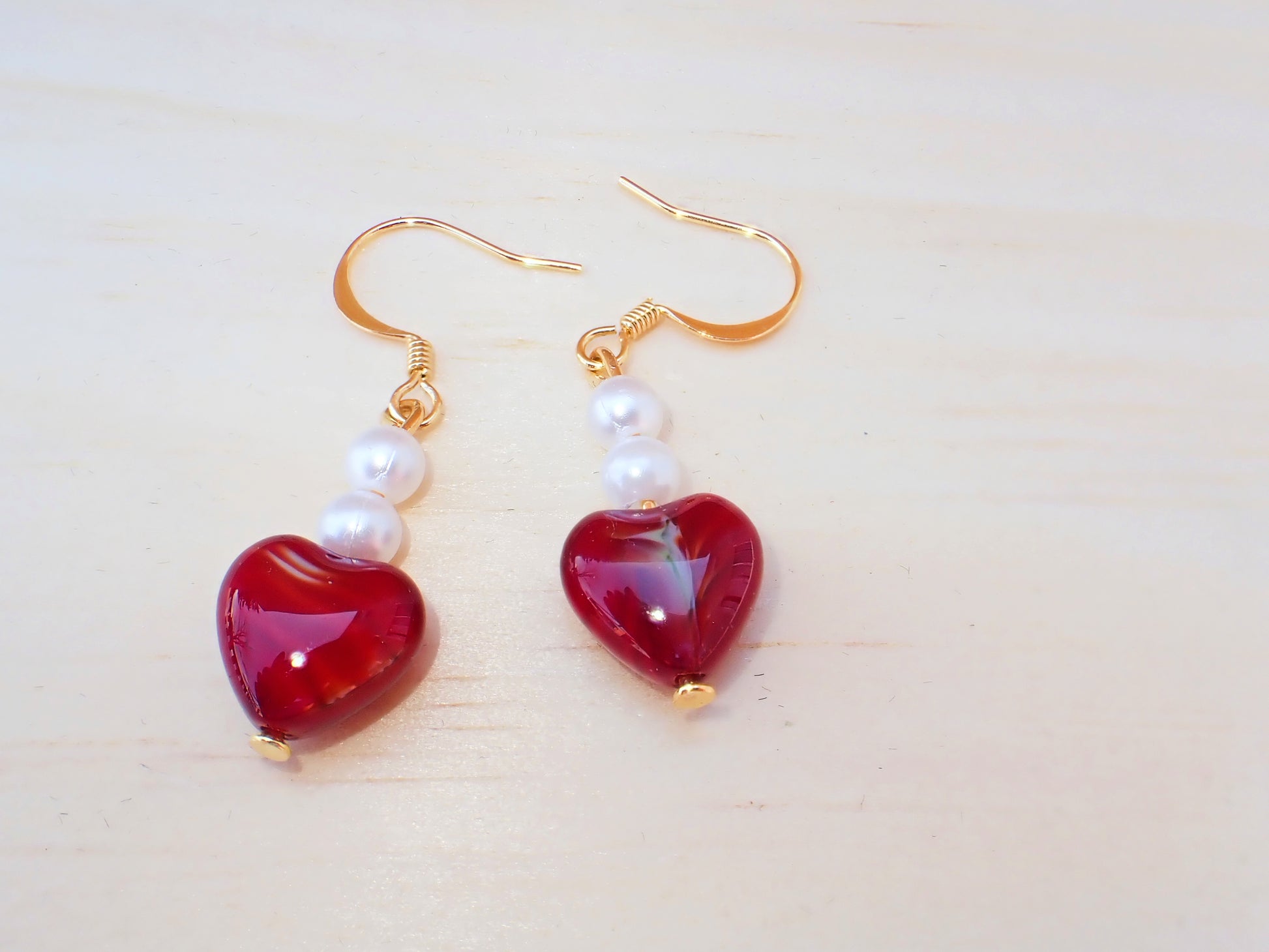 Stained Glass and Beads Heart Earrings