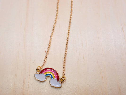 Gold Rainbow Pendant Necklace