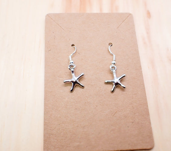 Silver Starfish Dangle Earrings
