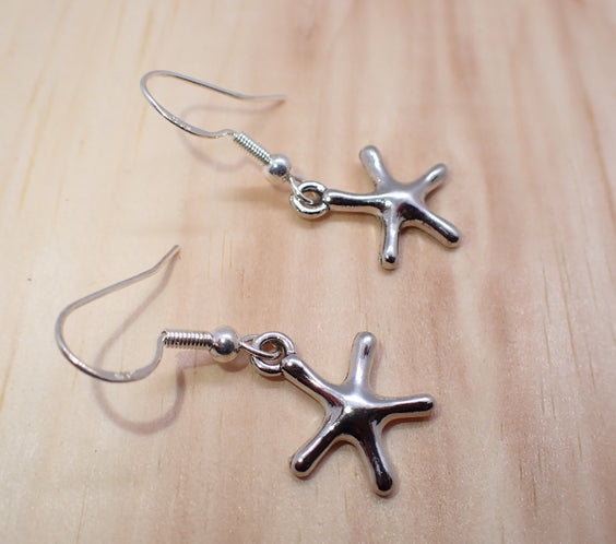 Silver Starfish Dangle Earrings