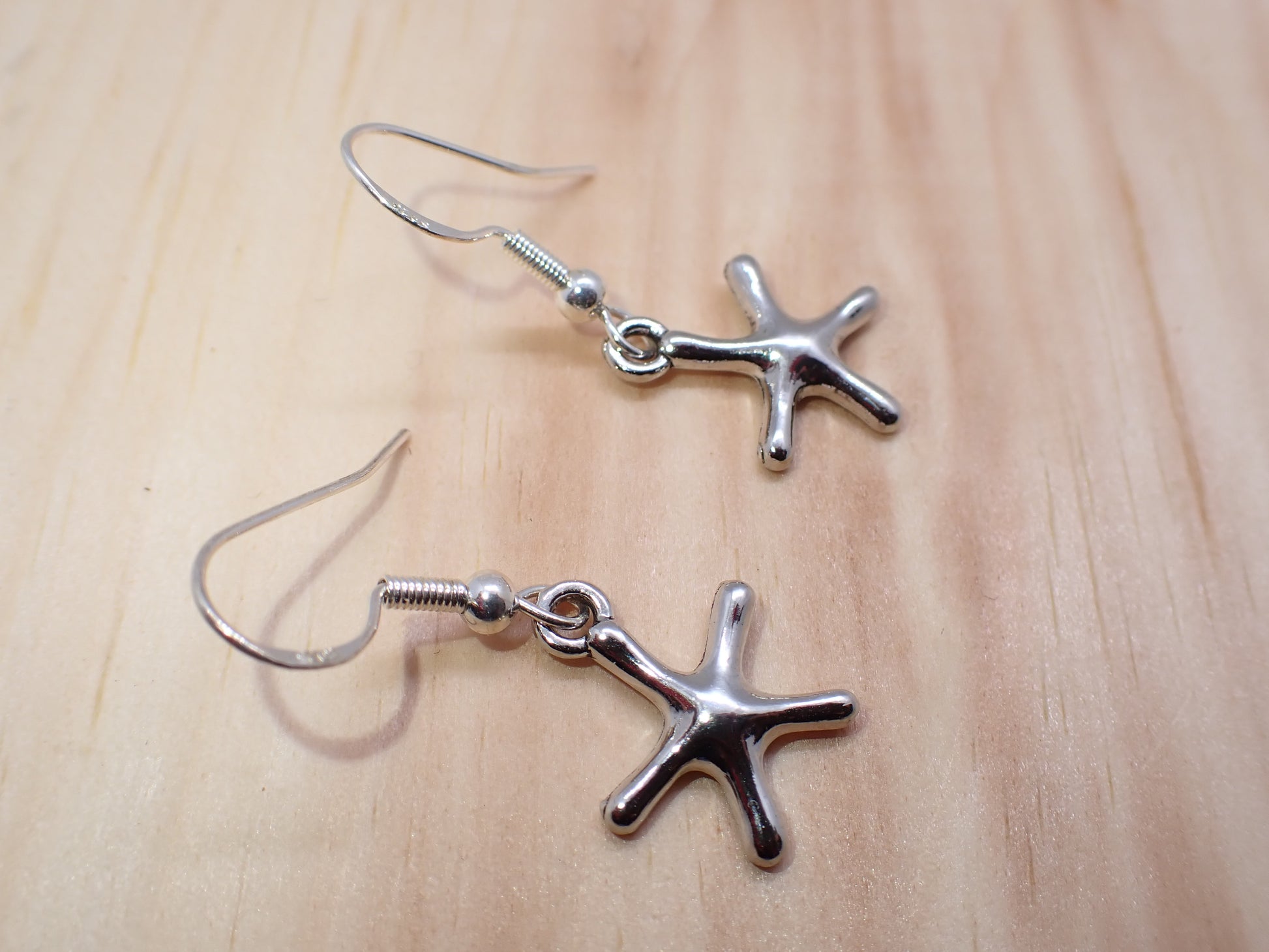 Silver Starfish Dangle Earrings