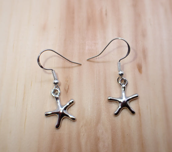 Silver Starfish Dangle Earrings