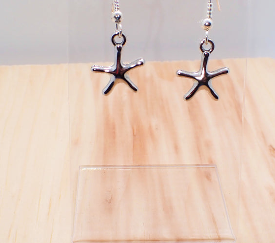 Silver Starfish Dangle Earrings