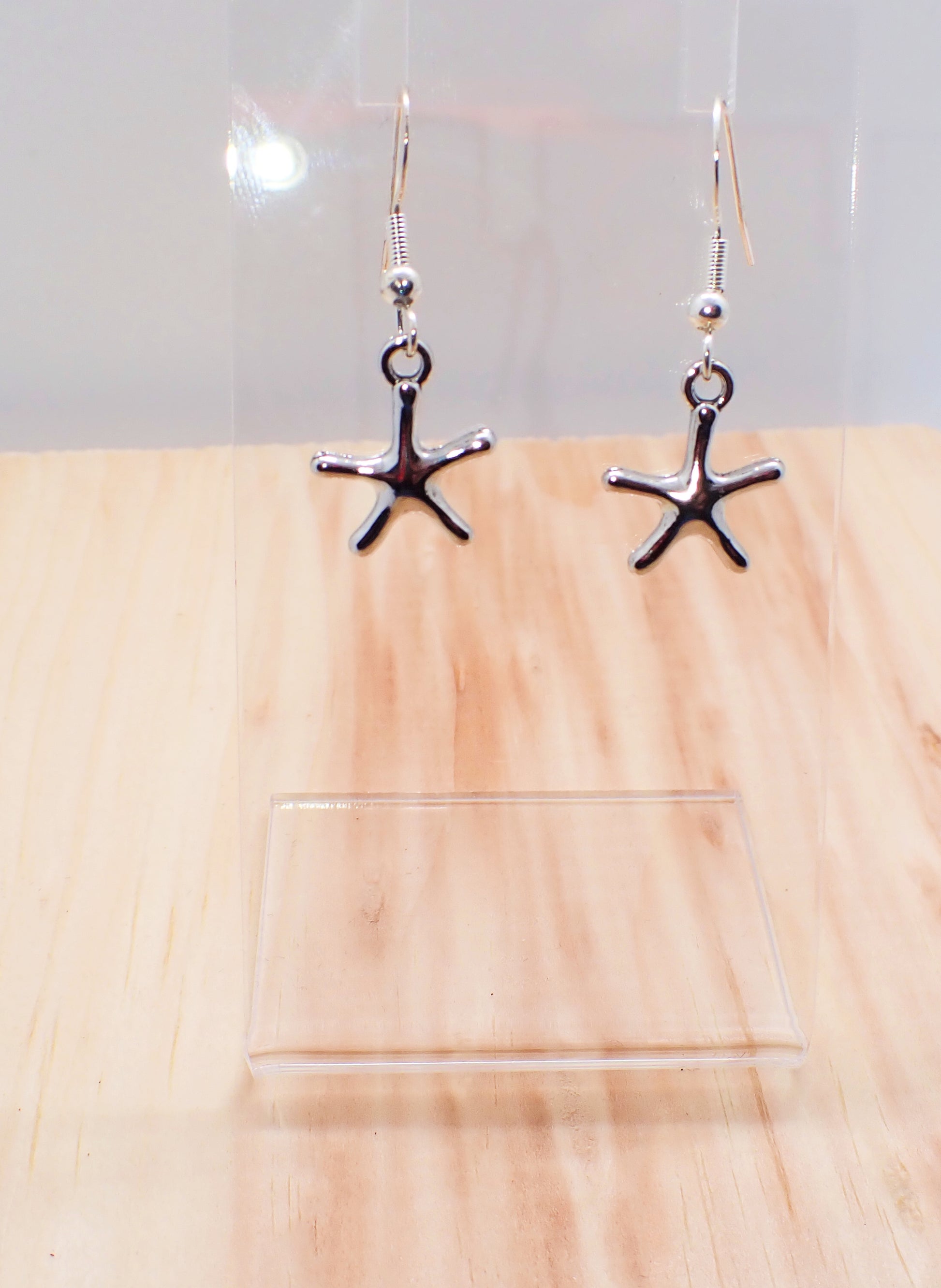 Silver Starfish Dangle Earrings