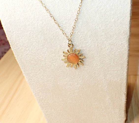 Dainty opal sun necklace