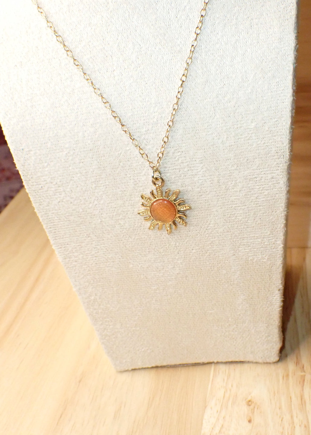 Dainty opal sun necklace