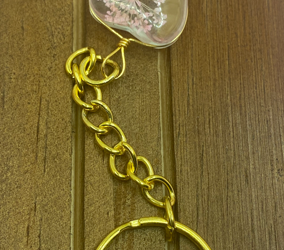 Glass Heart Shaped Gold Keychains