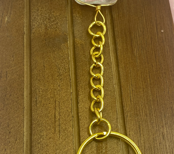 Glass Heart Shaped Gold Keychains