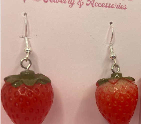 Dainty Strawberry Drop Earrings